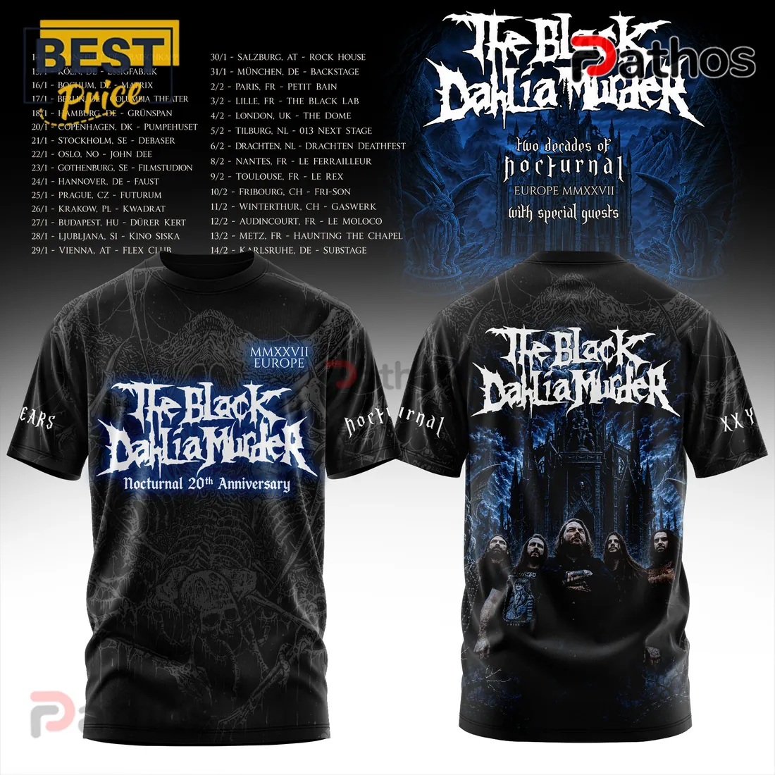 The Black Dahlia Murder Nocturnal 20th Anniversary T-Shirt The Black Dahlia Murder Nocturnal 20th Anniversary T-Shirt