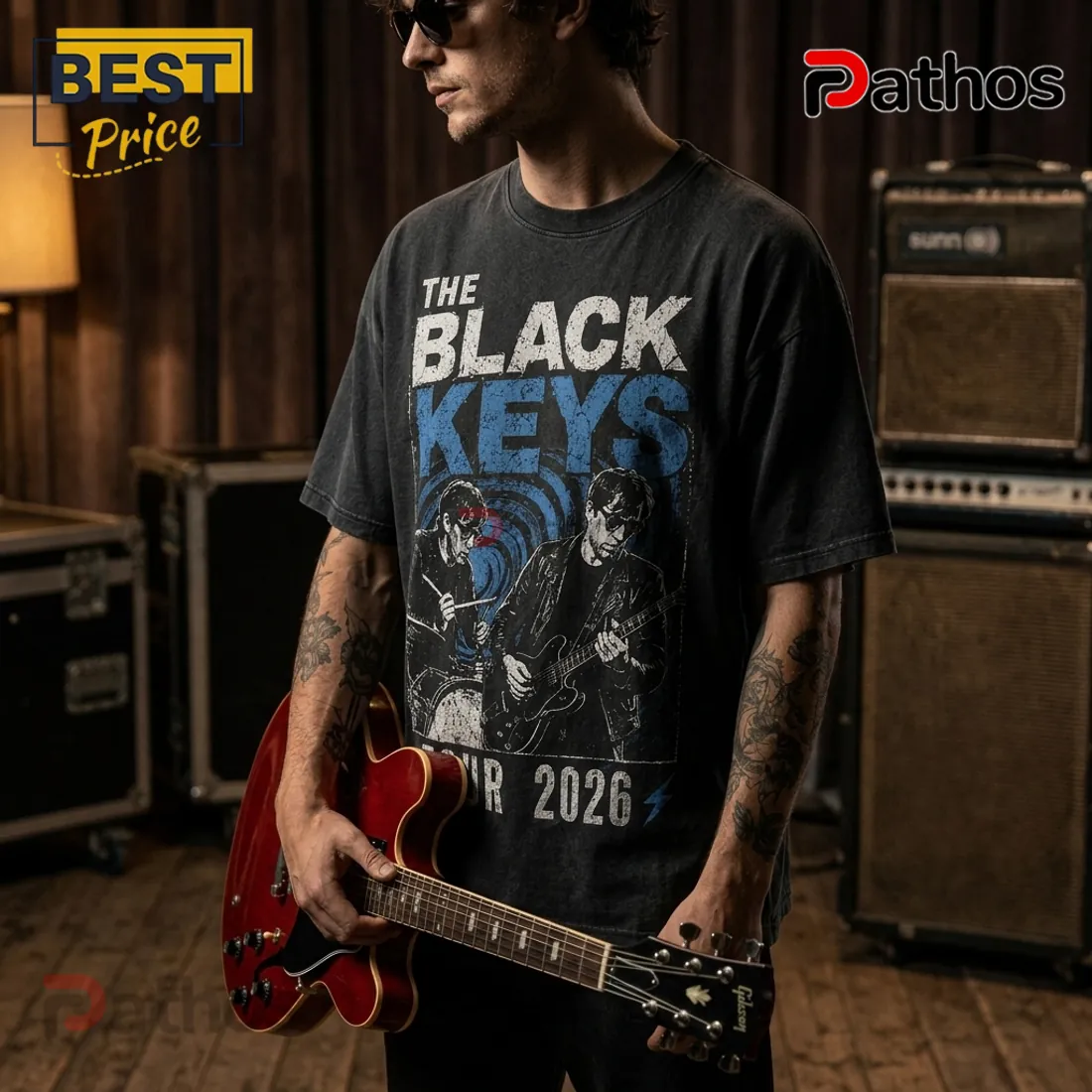 The Black Keys 2026 Concert Tour Washed Black T-Shirt The Black Keys 2026 Concert Tour Washed Black T-Shirt