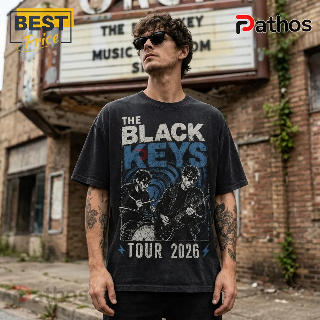 The Black Keys 2026 Concert Tour Washed Black T-Shirt The Black Keys 2026 Concert Tour Washed Black T-Shirt
