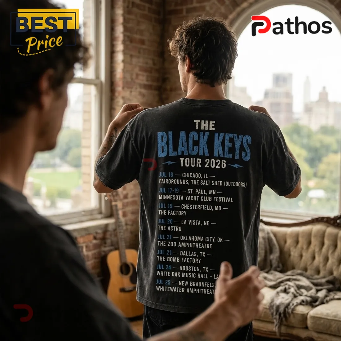 The Black Keys 2026 Concert Tour Washed Black T-Shirt The Black Keys 2026 Concert Tour Washed Black T-Shirt