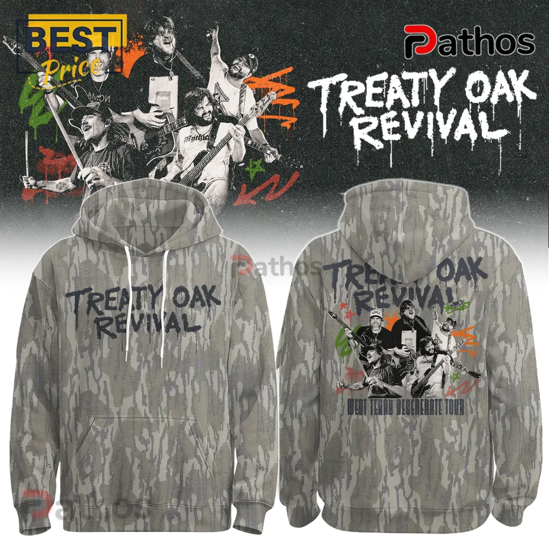 Treaty Oak Revival West Texas Degenerate Tour Camo Hoodie Treaty Oak Revival West Texas Degenerate Tour Camo Hoodie