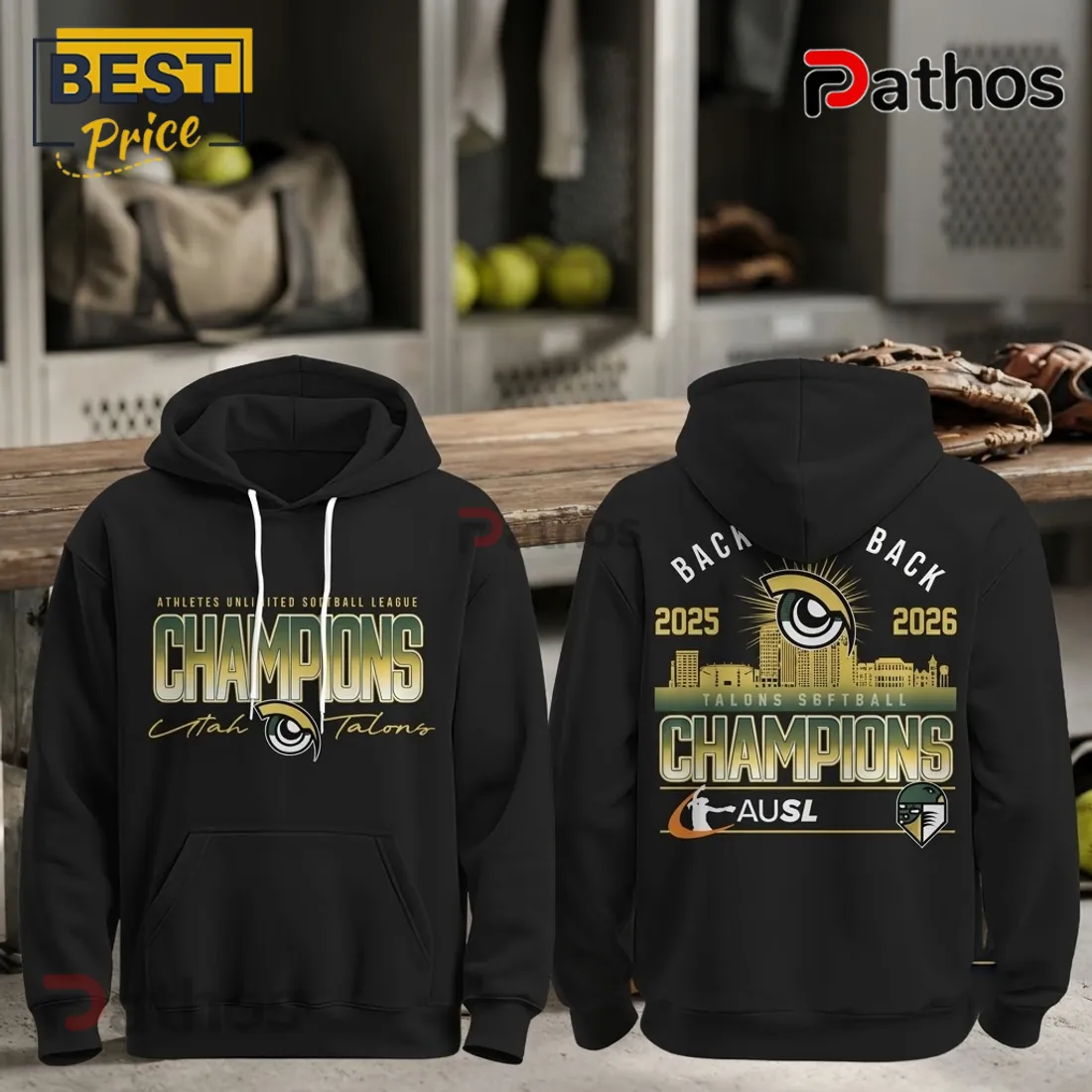 Utah Talons AUSL Champions Back To Back Black Pullover Hoodie Utah Talons AUSL Champions Back To Back Black Pullover Hoodie