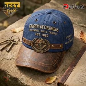 Knights of Columbus 1882 Faux Leather Denim Baseball Cap