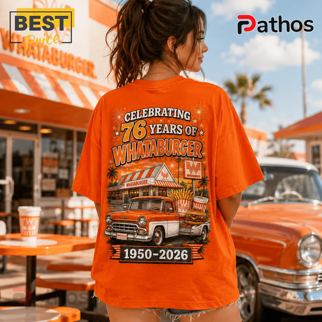 Whataburger 76 Years Celebration Orange T-Shirt Whataburger 76 Years Celebration Orange T-Shirt