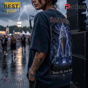 Iron Maiden Ice Cream Day Vintage Black T-Shirt 4 Oversized charcoal vintage wash Iron Maiden t-shirt with back graphic of a melting ice cream cone and lightning bolt.!