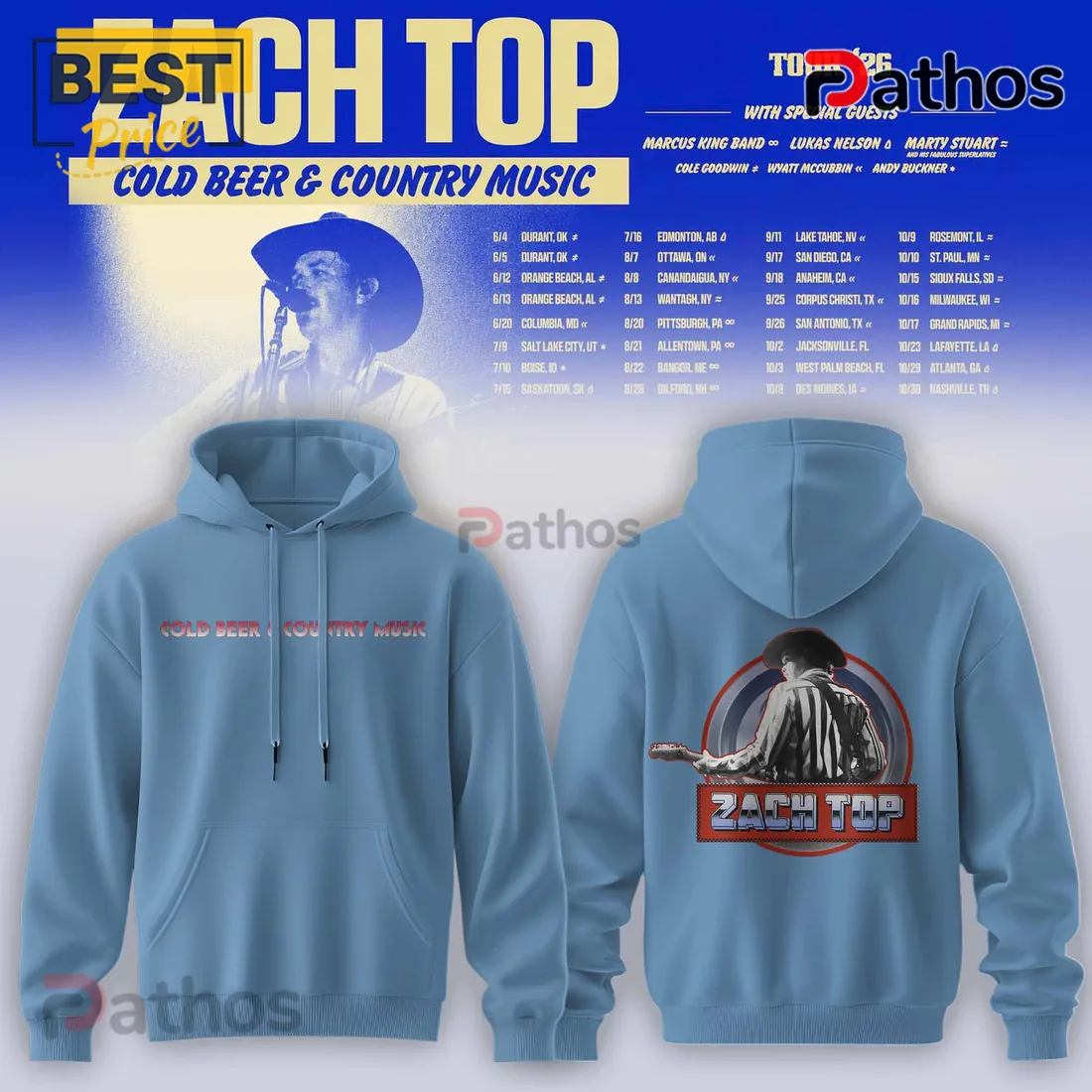 Zach Top 2026 Tour Cold Beer and Country Music Pullover Hoodie Zach Top 2026 Tour Cold Beer and Country Music Pullover Hoodie