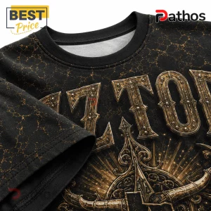 ZZ Top La Grange 1969-2026 Tribute T-Shirt featuring metallic gold font and weathered black fabric texture.