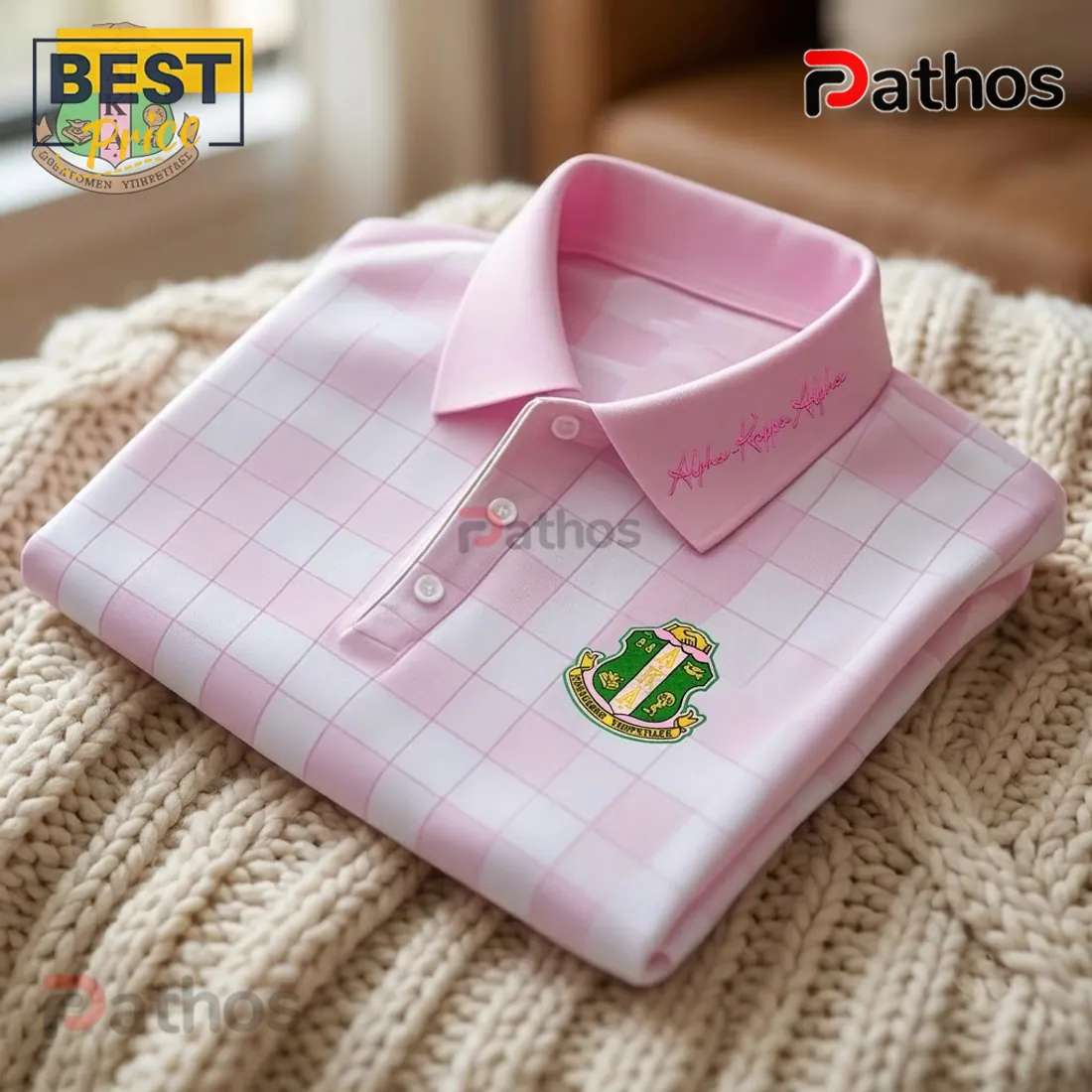 Custom Alpha Kappa Alpha Plaid Pink Polo Shirt Custom Alpha Kappa Alpha Plaid Pink Polo Shirt