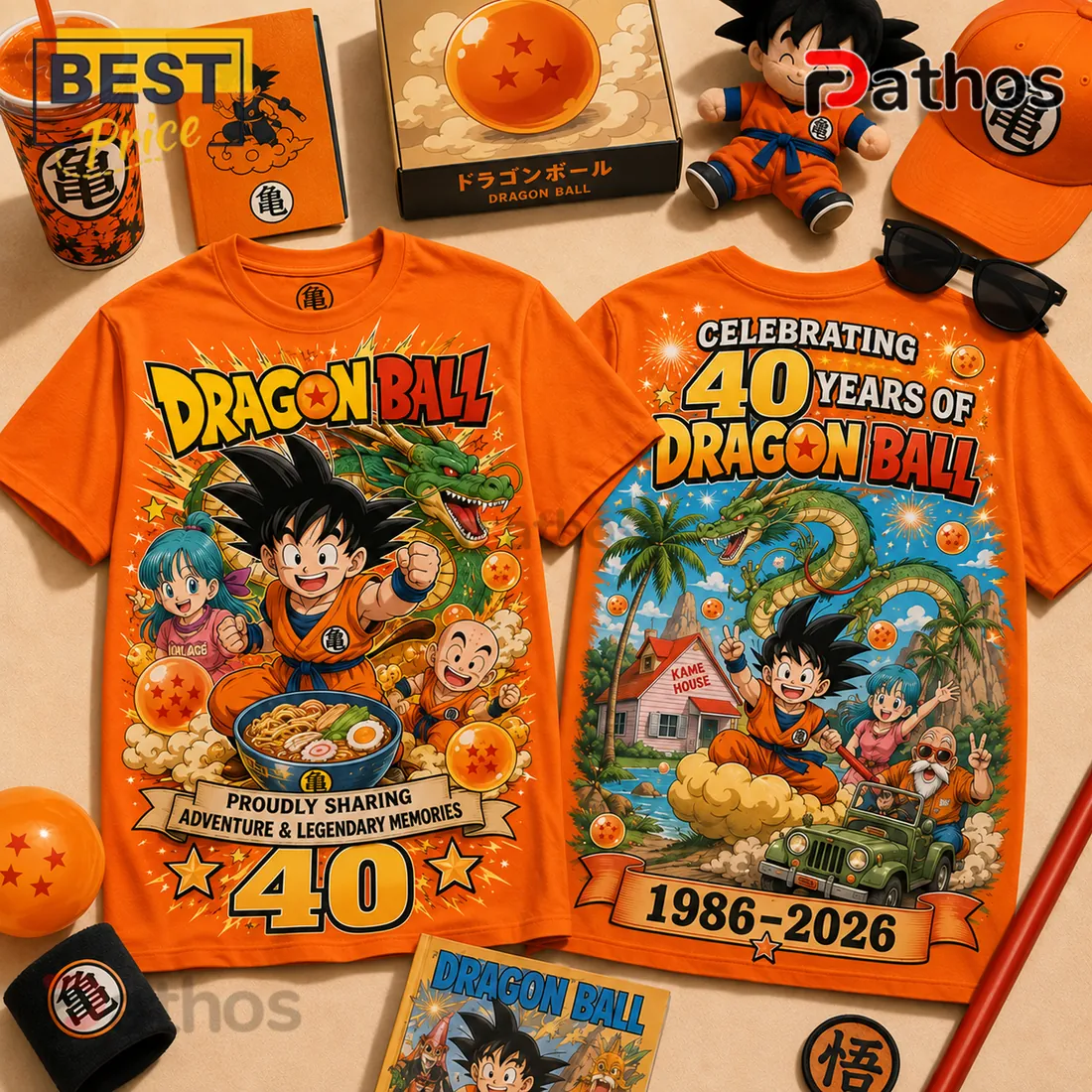 Dragon Ball 1986-2026 Anniversary Orange T-Shirt Dragon Ball 1986-2026 Anniversary Orange T-Shirt
