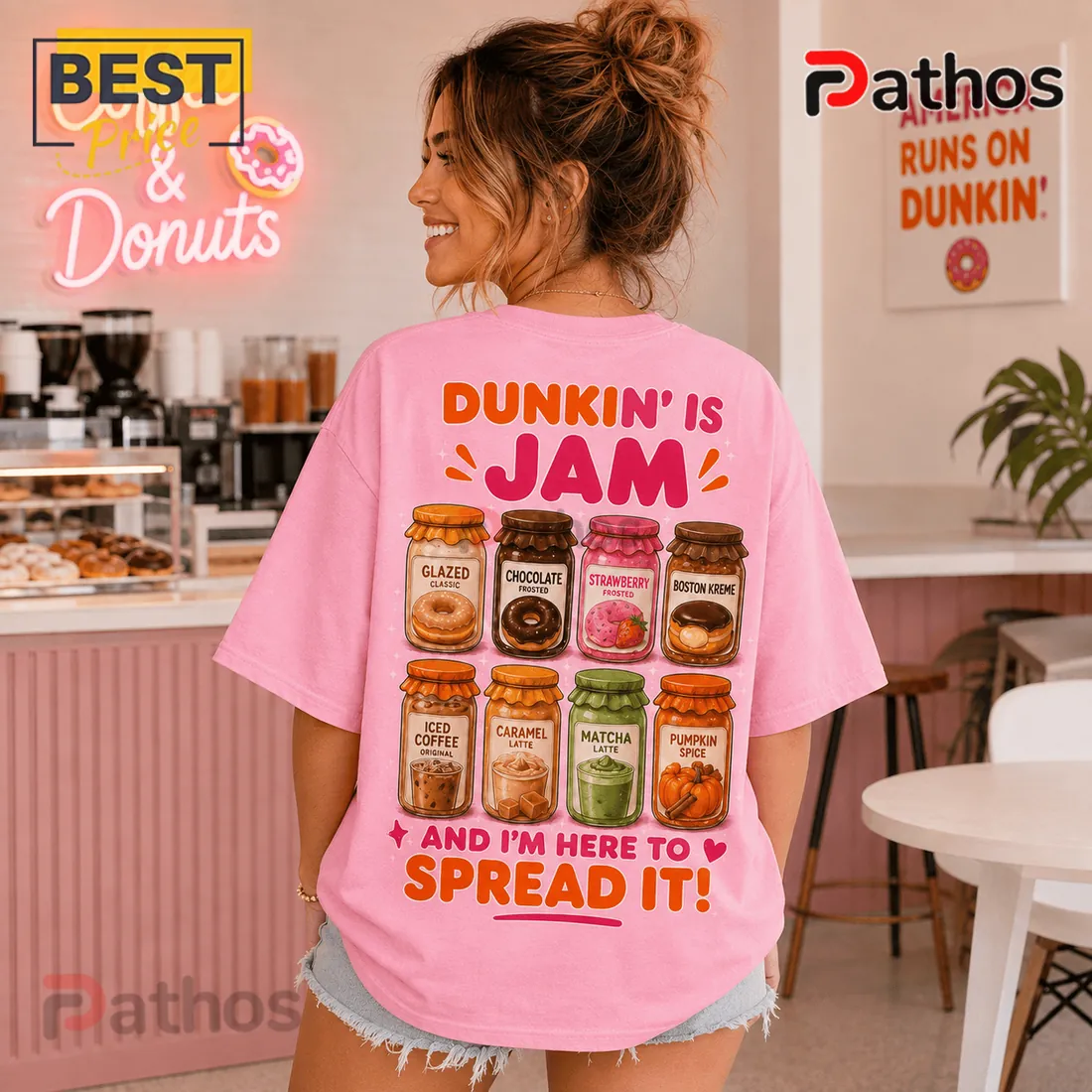 Dunkin Donuts Pink Coffee and Donuts T-Shirt Dunkin Donuts Pink Coffee and Donuts T-Shirt