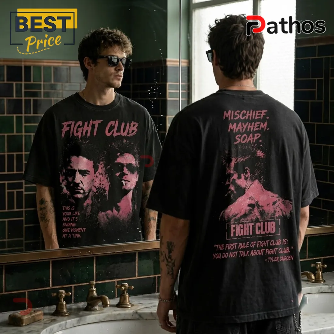 Fight Club Tyler Durden Vintage Black T-Shirt Fight Club Tyler Durden Vintage Black T-Shirt