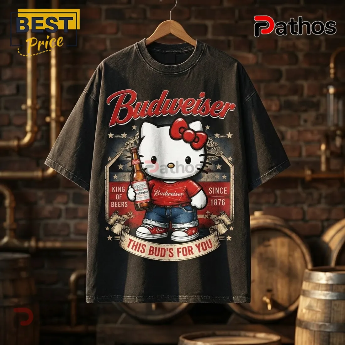 Hello Kitty Budweiser King of Beers Black T-Shirt Hello Kitty Budweiser King of Beers Black T-Shirt
