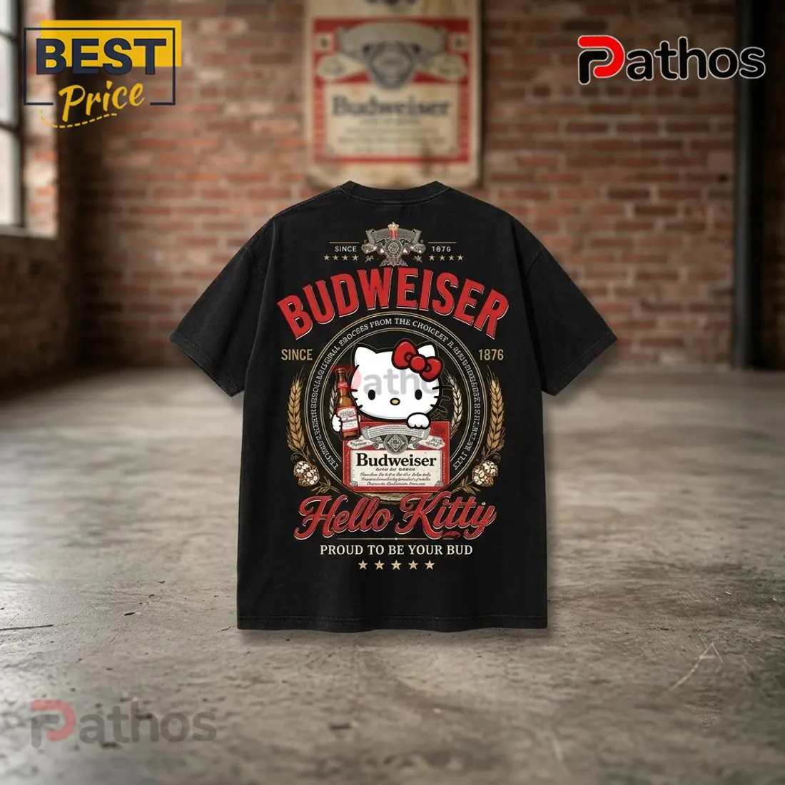 Hello Kitty Budweiser King of Beers Black T-Shirt Hello Kitty Budweiser King of Beers Black T-Shirt