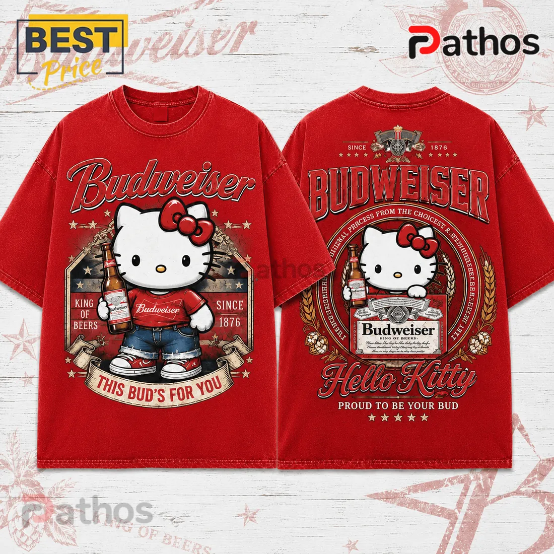 Hello Kitty Budweiser King of Beers Black T-Shirt Hello Kitty Budweiser King of Beers Black T-Shirt