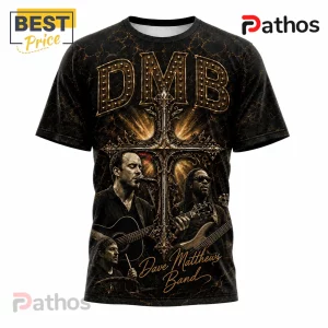 Dave Matthews Band 1991-2026 Memorial T-Shirt 3 Dave Matthews Band 1991-2026 Memorial T-Shirt featuring a black marble texture, golden DMB lettering, and band member graphics.