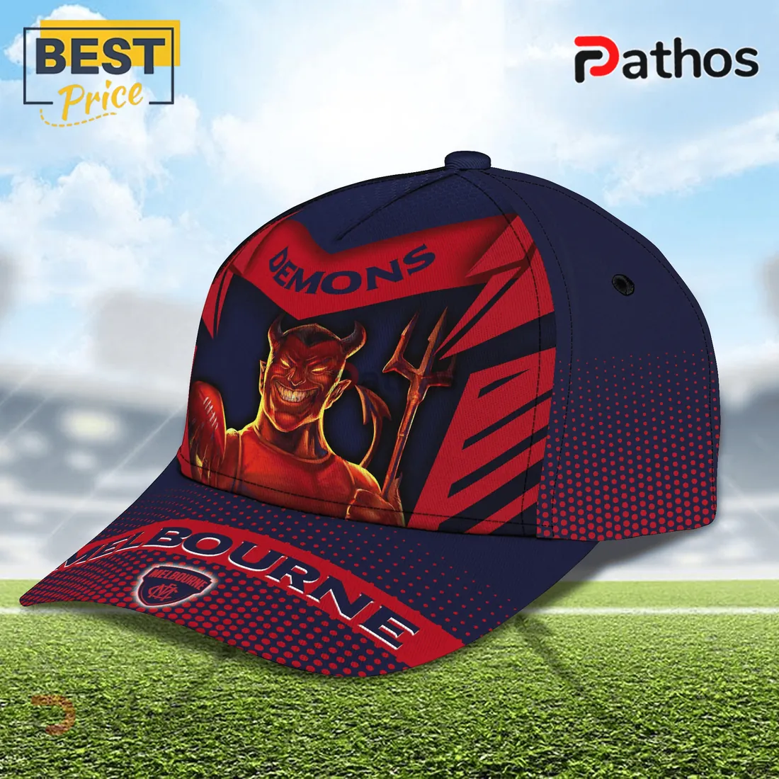 Melbourne Demons Navy Red Mascot Baseball Cap Melbourne Demons Navy Red Mascot Baseball Cap