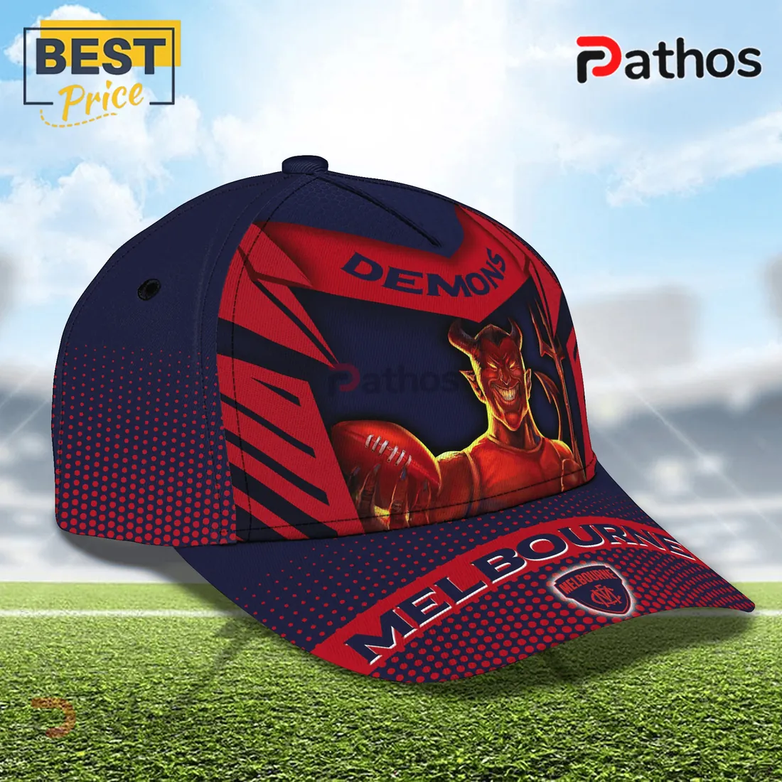 Melbourne Demons Navy Red Mascot Baseball Cap Melbourne Demons Navy Red Mascot Baseball Cap