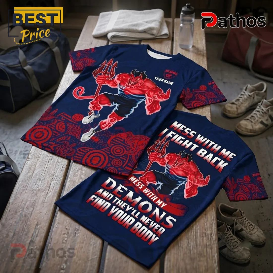 Melbourne Football Club Personalized Demon Mascot T-Shirt Melbourne Football Club Personalized Demon Mascot T-Shirt