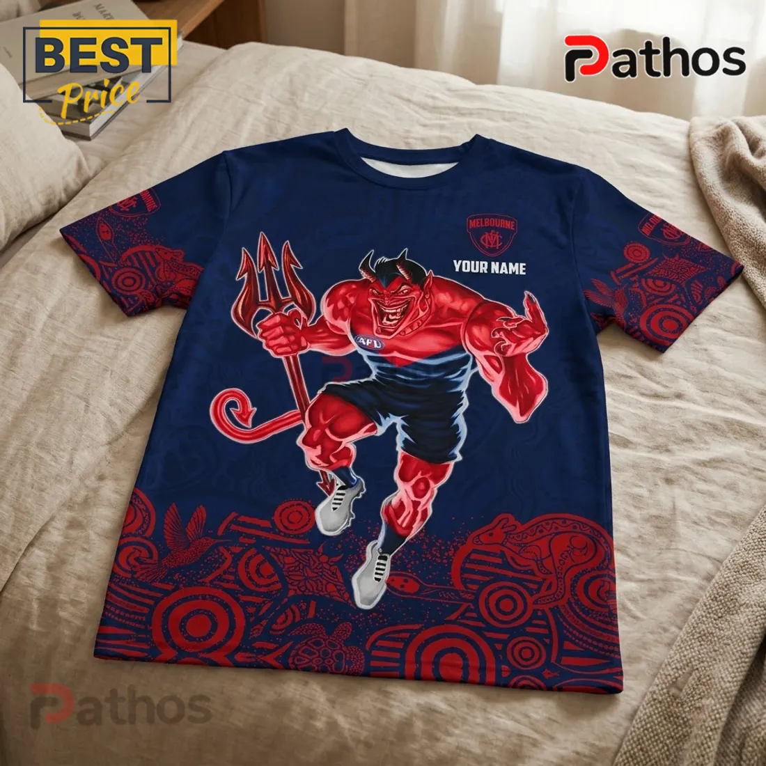 Melbourne Football Club Personalized Demon Mascot T-Shirt Melbourne Football Club Personalized Demon Mascot T-Shirt