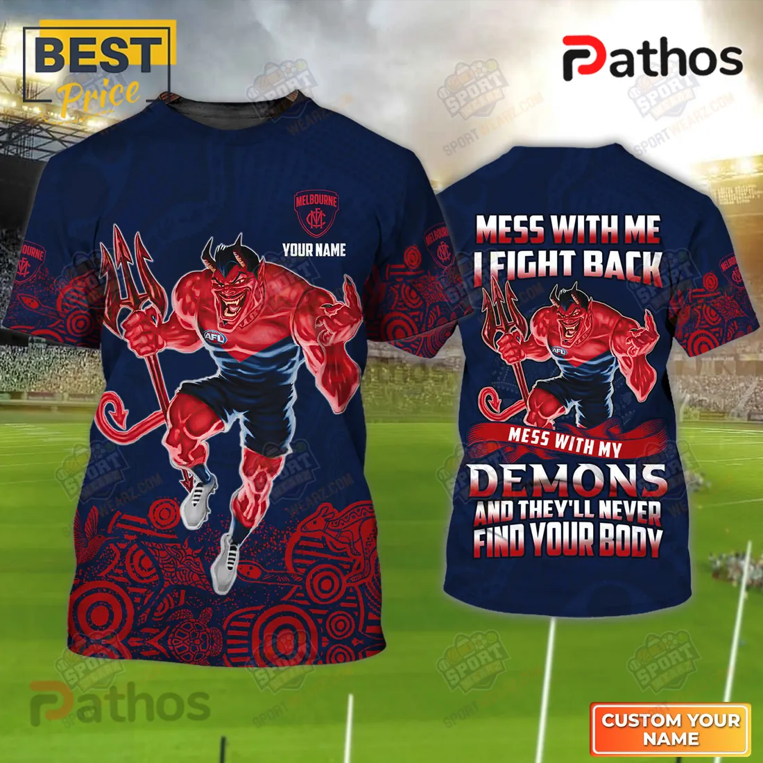 Melbourne Football Club Personalized Demon Mascot T-Shirt Melbourne Football Club Personalized Demon Mascot T-Shirt
