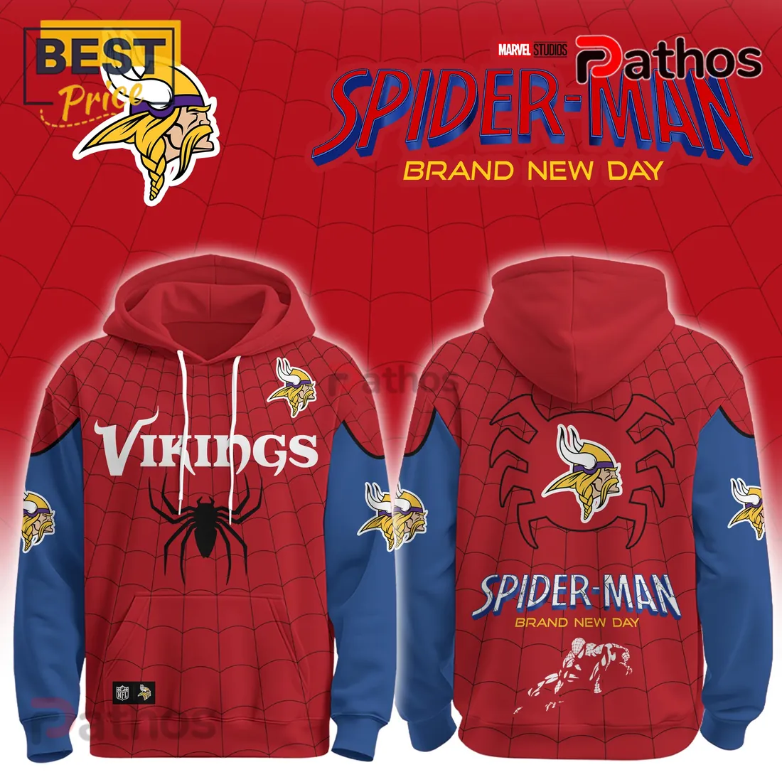Minnesota Vikings x Spider-Man Brand New Day Hoodie Minnesota Vikings x Spider-Man Brand New Day Hoodie