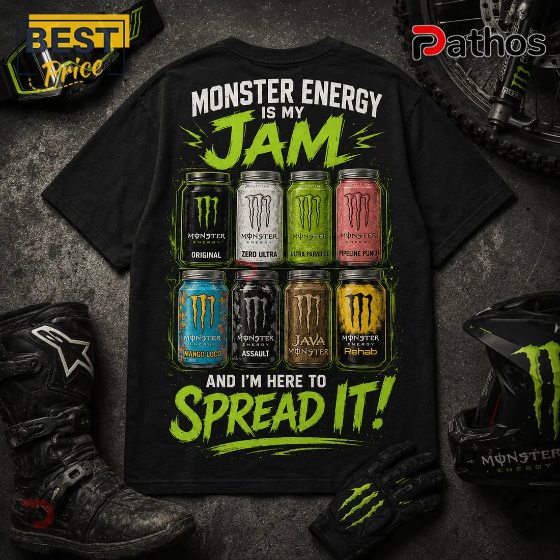 Monster Energy Is My Jam Flavors Black T-Shirt Monster Energy Is My Jam Flavors Black T-Shirt
