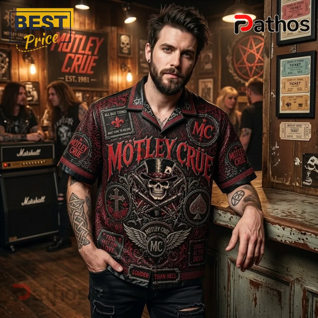 Motley Crue Black Red Skull Hawaiian Shirt 2026 Motley Crue Black Red Skull Hawaiian Shirt 2026
