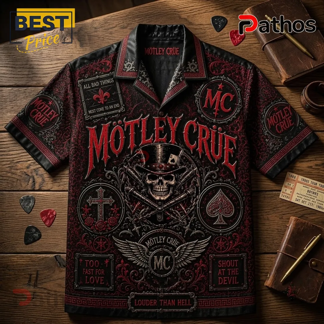 Motley Crue Black Red Skull Hawaiian Shirt 2026 Motley Crue Black Red Skull Hawaiian Shirt 2026