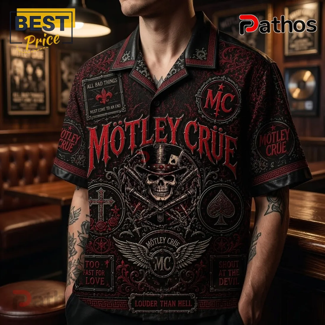Motley Crue Black Red Skull Hawaiian Shirt 2026 Motley Crue Black Red Skull Hawaiian Shirt 2026