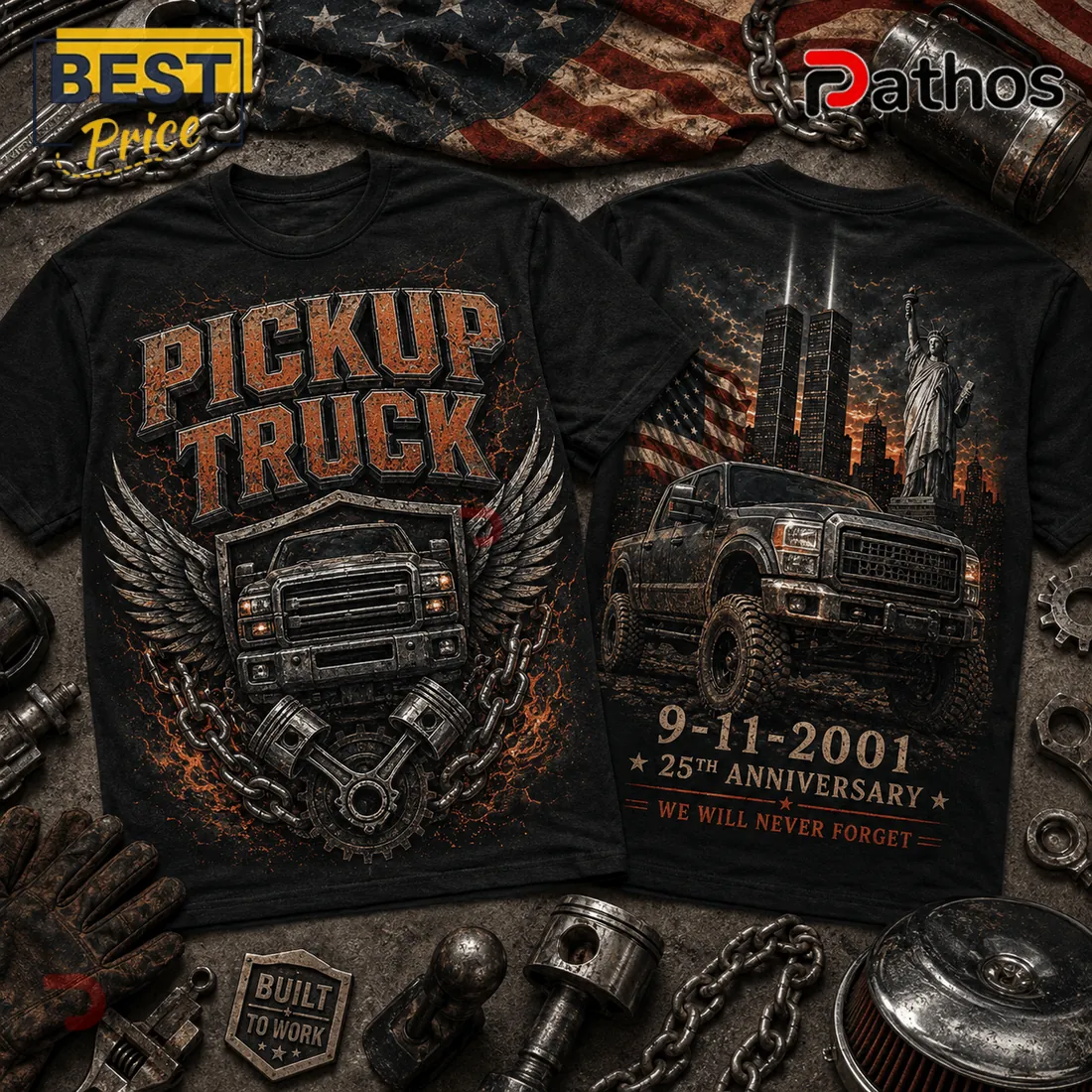 Patriotic 9/11 Memorial Pickup Truck Anniversary T-Shirt Patriotic 9/11 Memorial Pickup Truck Anniversary T-Shirt