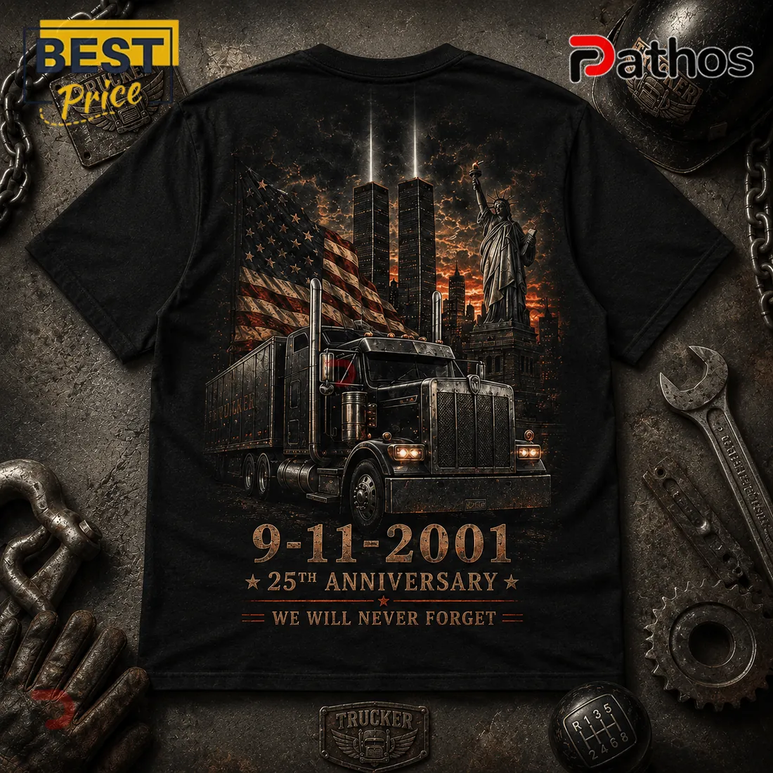 Trucker 9/11 Memorial 25th Anniversary T-Shirt Trucker 9/11 Memorial 25th Anniversary T-Shirt