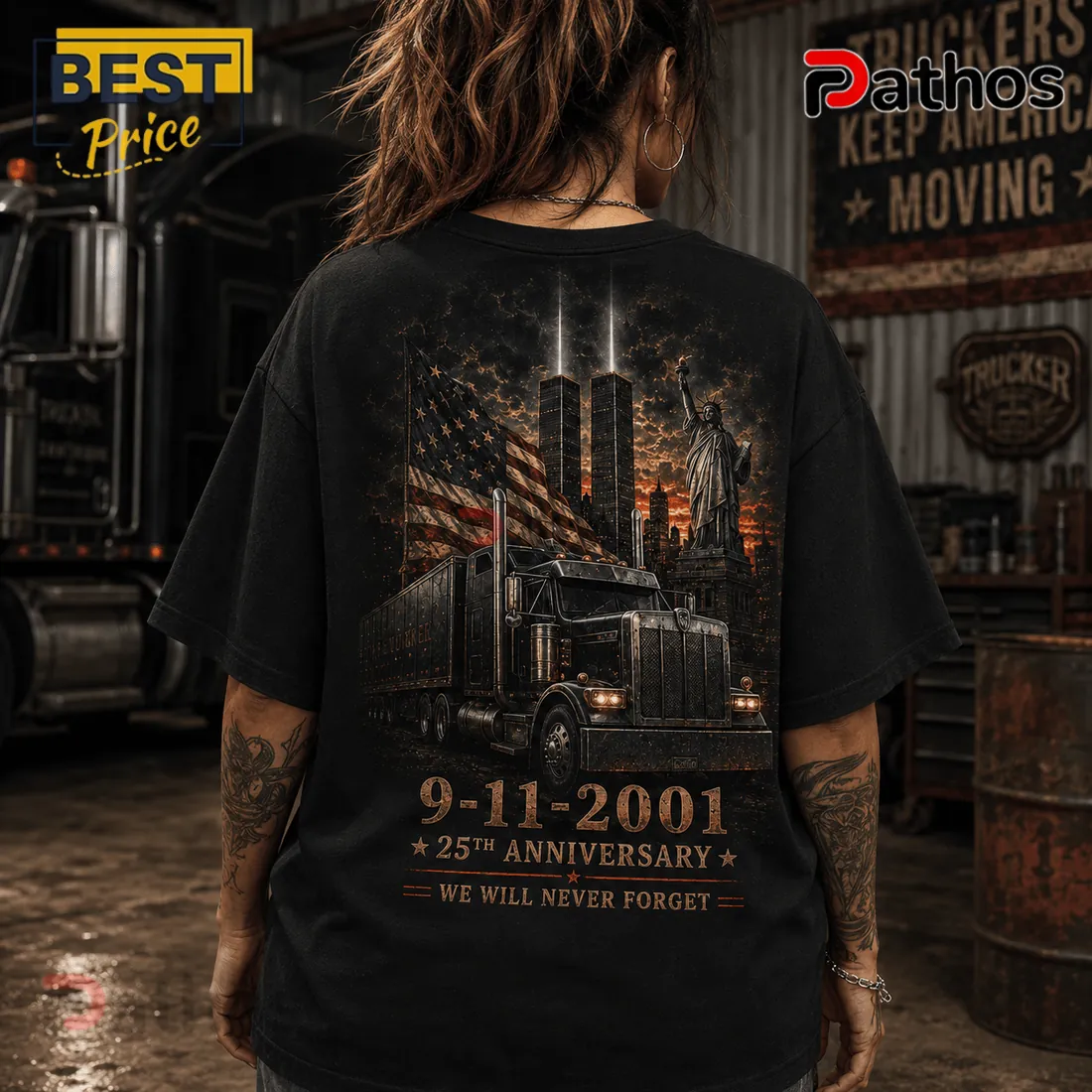 Trucker 9/11 Memorial 25th Anniversary T-Shirt Trucker 9/11 Memorial 25th Anniversary T-Shirt